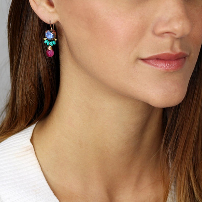 Labradorite Gemstone Drop Earrings, Labradorite Dangle Earrings, Women's Unique Earrings image 6