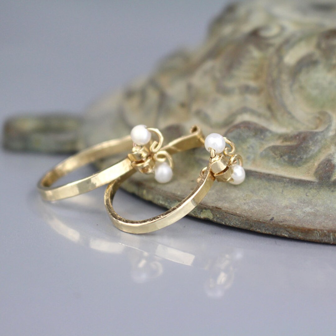 Gold And Pearl Hoop Earrings main image 0