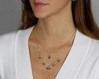 Layered Necklace, Labradorite Necklace, Layer Necklace, Set of 2 Necklaces, Bridesmaid Gift, Wedding Necklace, Layering Necklace