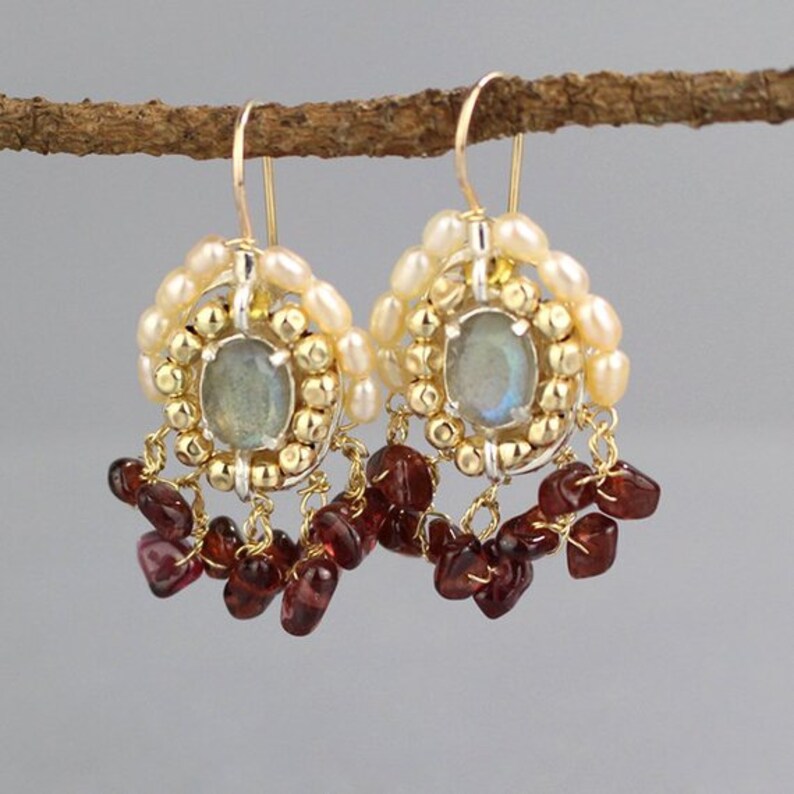 Boho Wedding Earrings Winter Wedding Pearl Earrings Etsy