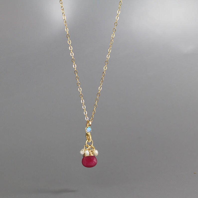 Gemstone Drop Necklace Minimalist Gemstone Necklace Everyday Etsy