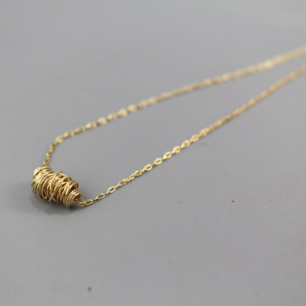 Wire Wrapped Necklace, Minimalist Necklace, Layering Necklace, Gold Filled Necklace, Dainty Necklace, Unique Necklace, Gift for Her