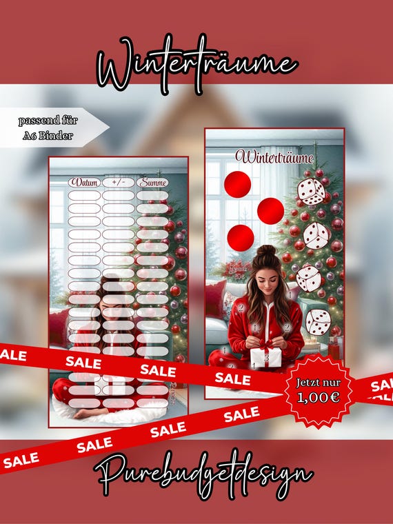 Winterträume – A6 Sparchallenge | Würfeln, Rubbeln & Abstreichen | Matt Foliert | 300g Druckereiqualität