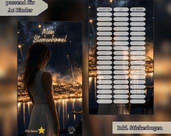 My Starry Sky Savings Challenge A6 | 8 x 15 cm | Sticker Savings System | 350g matte print | incl. sticker sheet