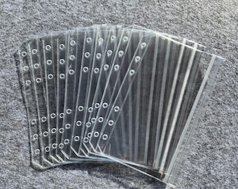 Set of 10 clear sleeves with snap closure | A6 | Binder pockets | Clear