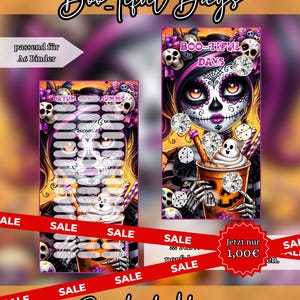 Boo-tiful Days A6 Sparchallenge Set mit Tracker im Halloween Sugar Skull Design für den Budget Binder von PureBudgetDesign.