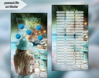 Beach Whispers – A6 Savings Challenge | Summer Savings Goal | Save on Vacation | 350g Print Quality