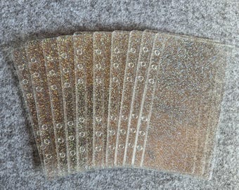 Set of 10 Glitter Binder Sleeves | A6 | Binder Pockets | Clear | Glitter | Binder Sleeves