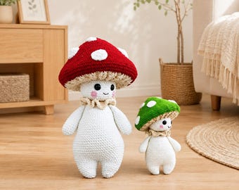 Mushroom Guy Crochet Pattern: Amigurumi Doll with Hat (PDF Pattern)