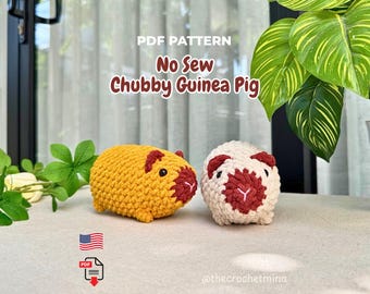 Patrón de conejillo de indias de ganchillo sin costuras, peluche amigurumi grueso en PDF