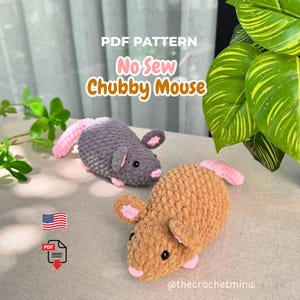 Virkmönster för mus utan sömnad: Knubbig kawaii amigurumi plysch PDF Enkel nybörjarhandledning