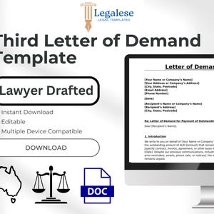 Tercera y última carta de demanda: carta de demanda, modelo de carta de demanda, carta de demanda, acuerdo de deuda, documento legal australiano