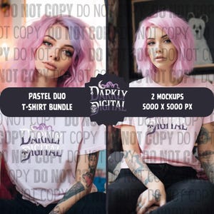 Pastel Duo Mockup Bundle | T-shirt Mockups | Gothic Mockups | Spooky Mockups | Pastel Mockups