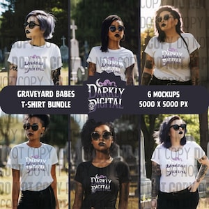 Graveyard Babes Mockup Bundle | T-shirt Mockups | Gothic Mockups | Spooky Mockups