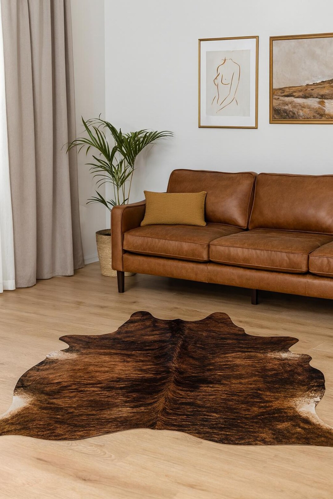 6x7 Rug 6x7 Feet Brown Brindle Cowhide Handmade Soft Large Cow Hide Cow Skin ...