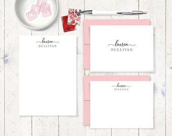 personalized stationery set womens stationary DARLING FLOWER ORNAMENT gift for her set of 8 folded cards