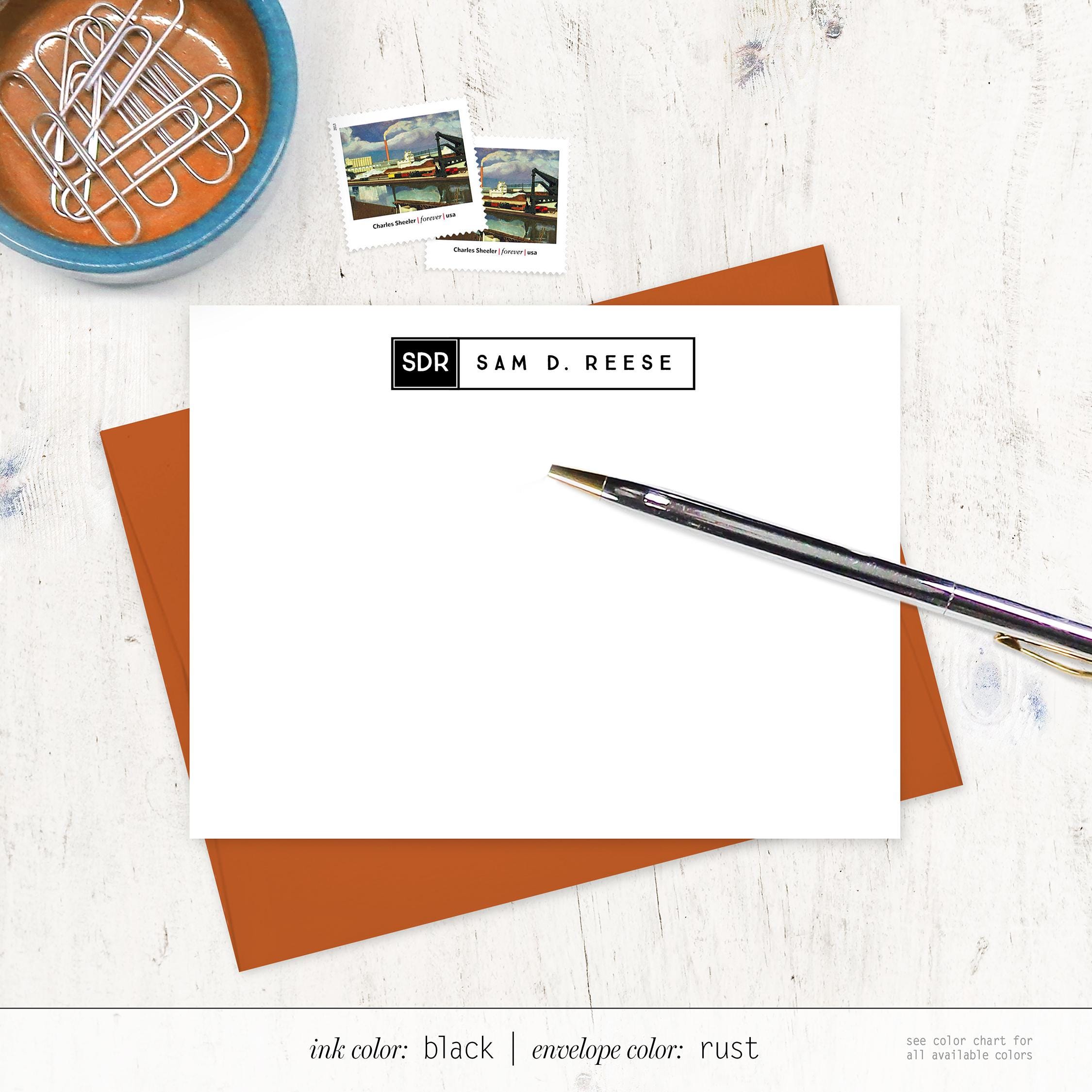 Personalized Note Cards Stationery Set - BOX DOUBLE LETTER Monogram ...