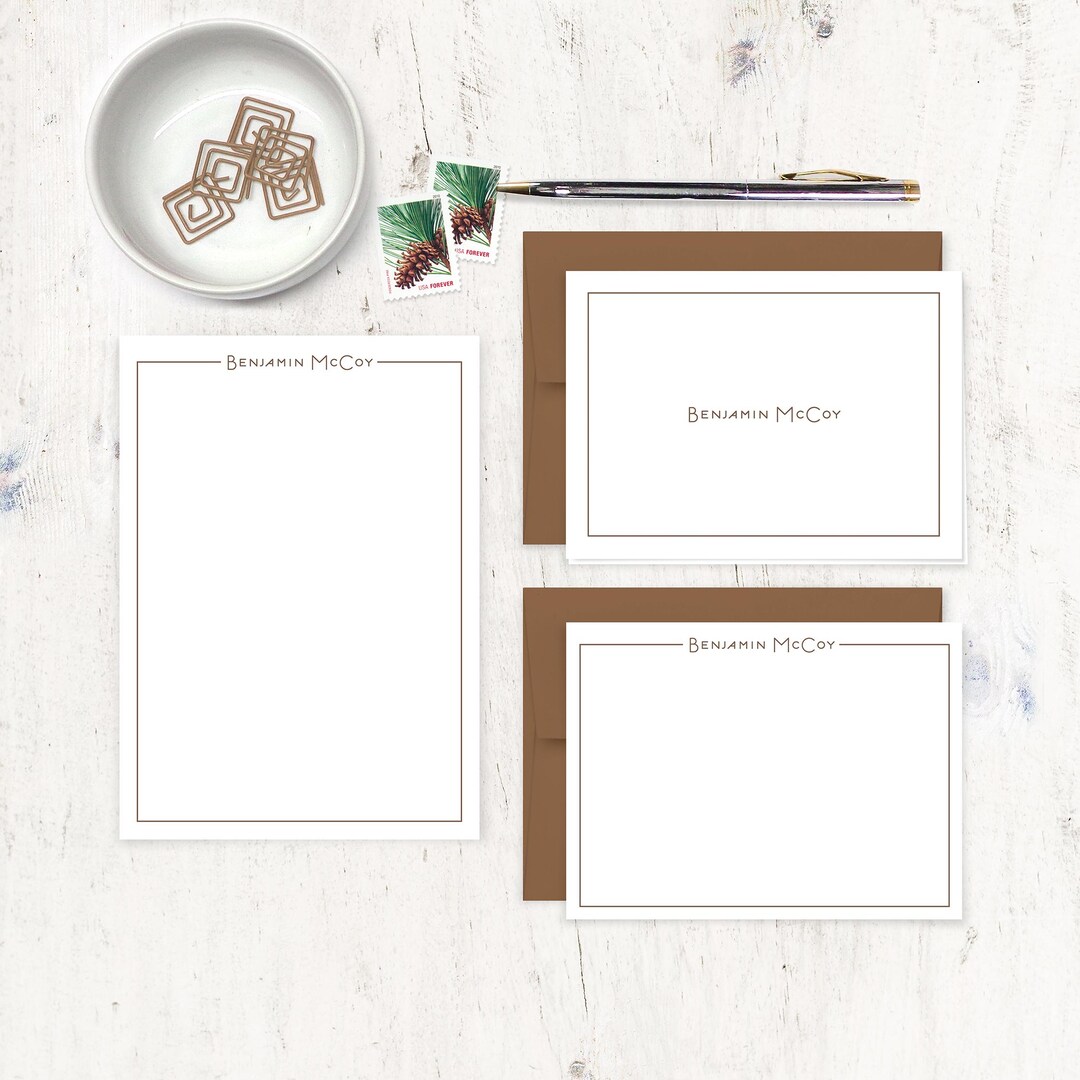 Complete Personalized Stationery Set - DEBONAIR TYPE - Modern Mens ...