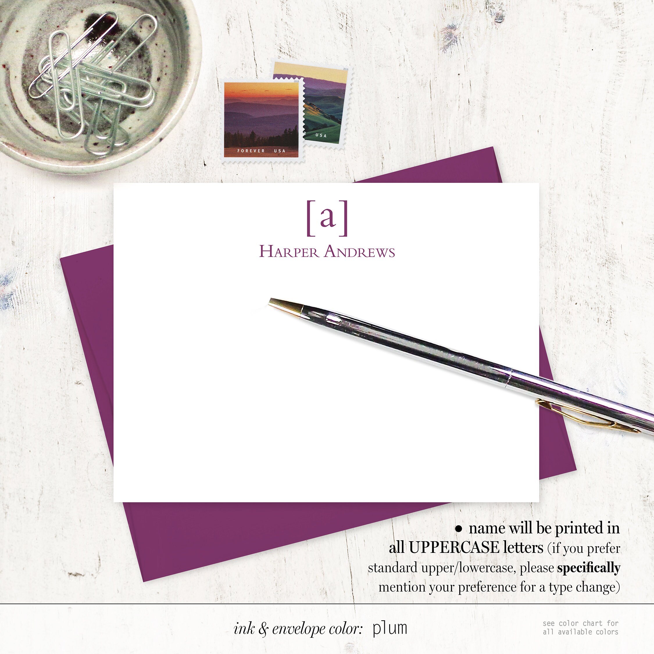 Personalized Note Card Set - SIMPLY CLASSIC MONOGRAM - Monogrammed ...