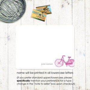 personalized note card set VINTAGE GIRLS BICYCLE bike cards stationery feminine stationary women's bike flat note cards set of 12 image 5