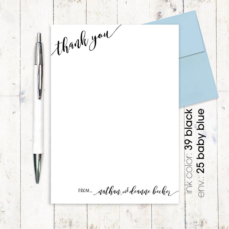 CALLIGRAPHY THANK YOU couples stationery stationary personalized notePAD letter writing paper
