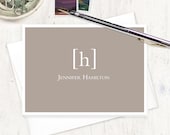 personalized stationery set - SIMPLY CLASSIC MONOGRAM - monogrammed gift for him initial bracket modern stationary - folded cards set of 8