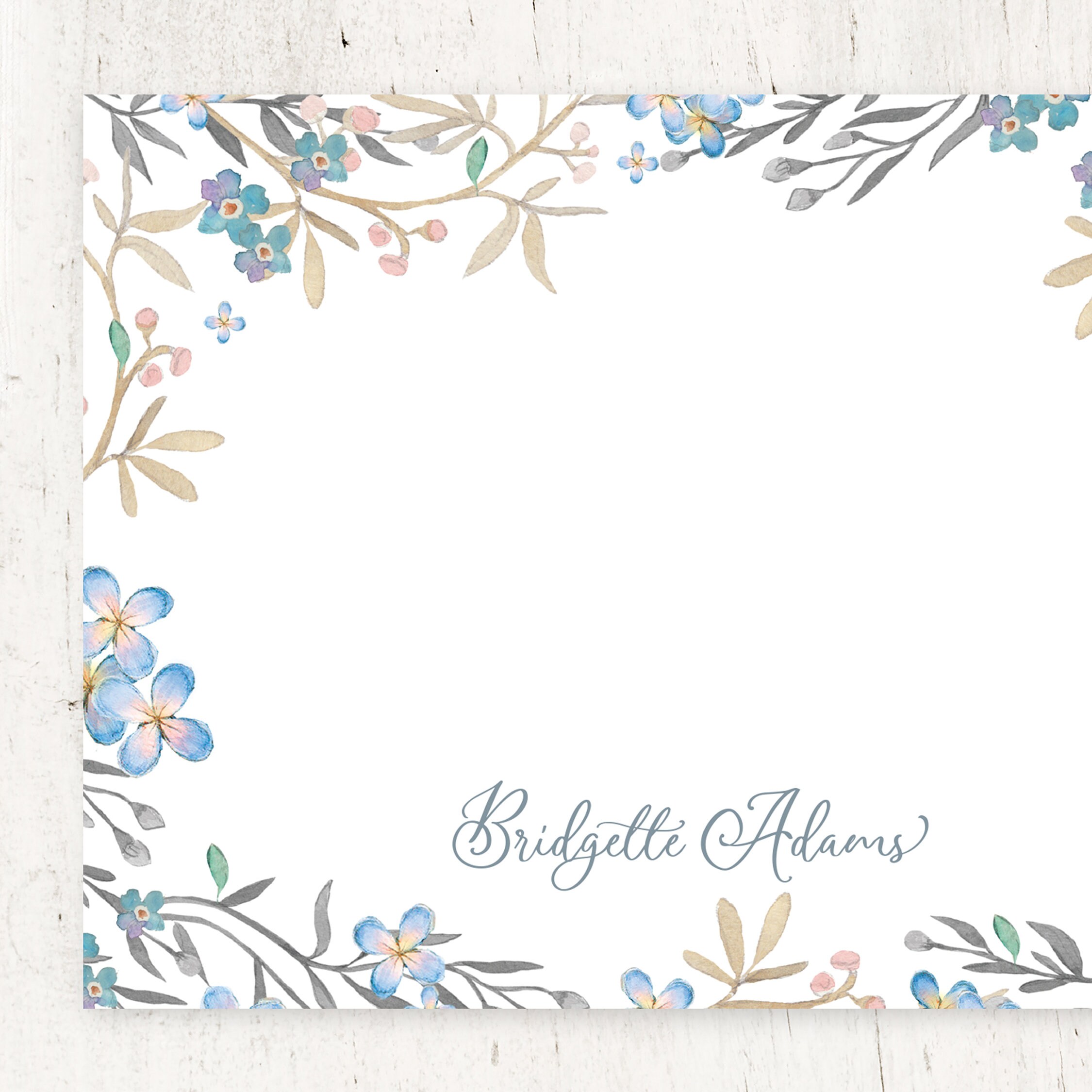 Complete Personalized Stationery Set - BLUE FLOWER FIELDS - Watercolor ...