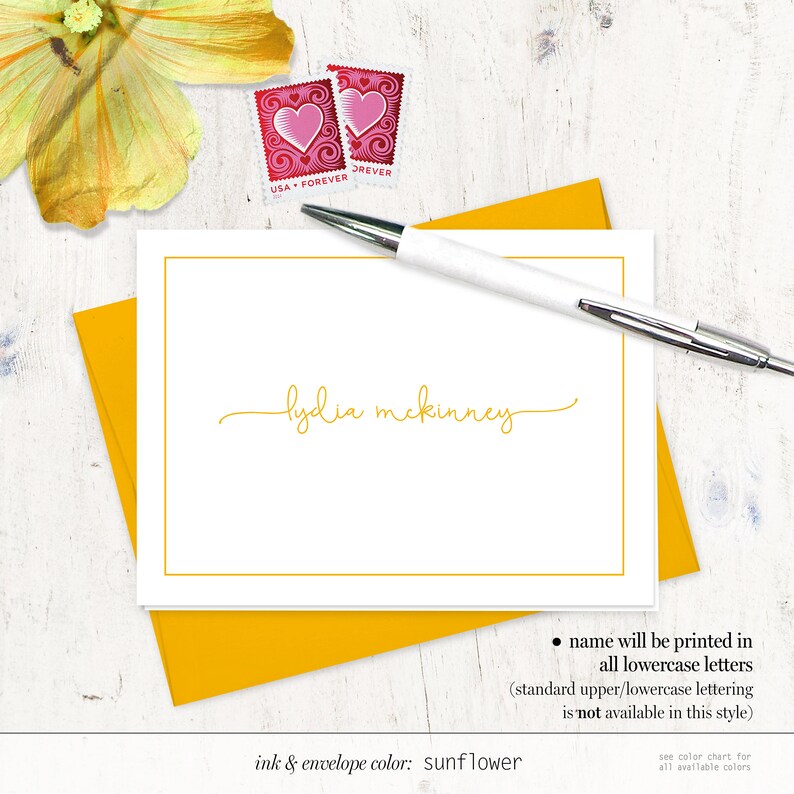 personalized stationery set PERFECTLY CHARMING girl stationary folded note cards set of 8 image 3