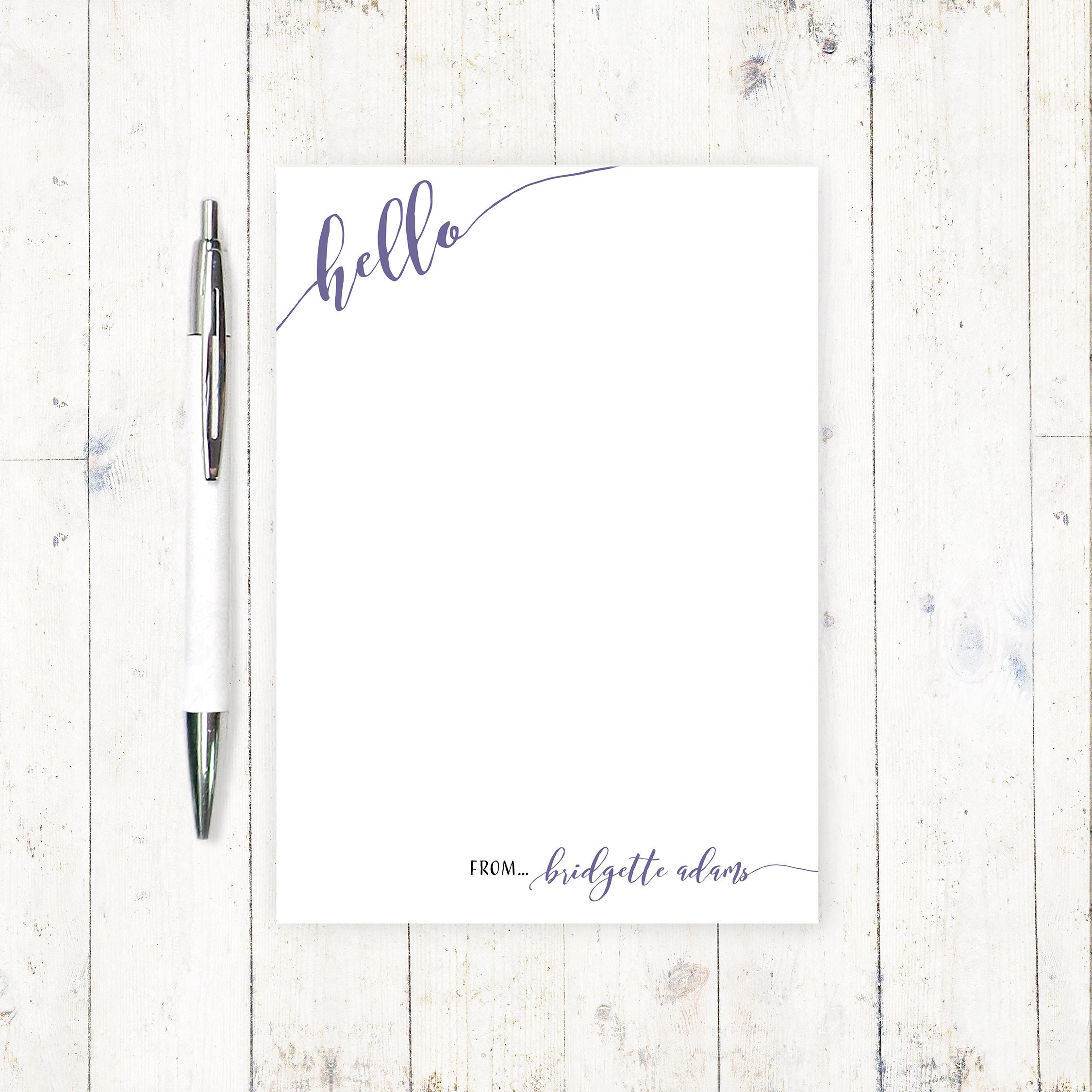 Personalized notePAD CALLIGRAPHY HELLO stationery | Etsy