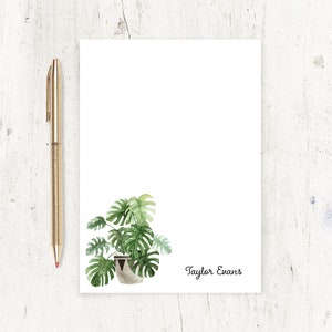 personalized notePAD - Watercolor MONSTERA Houseplant in Boho Planter - nature stationery bohemian stationary letter writing - 50 sheet pad