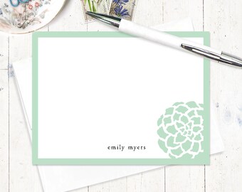 personalized note card set - DARLING FLOWER ORNAMENT - womens stationery pretty gift modern custom stationary - flat note cards set of 12