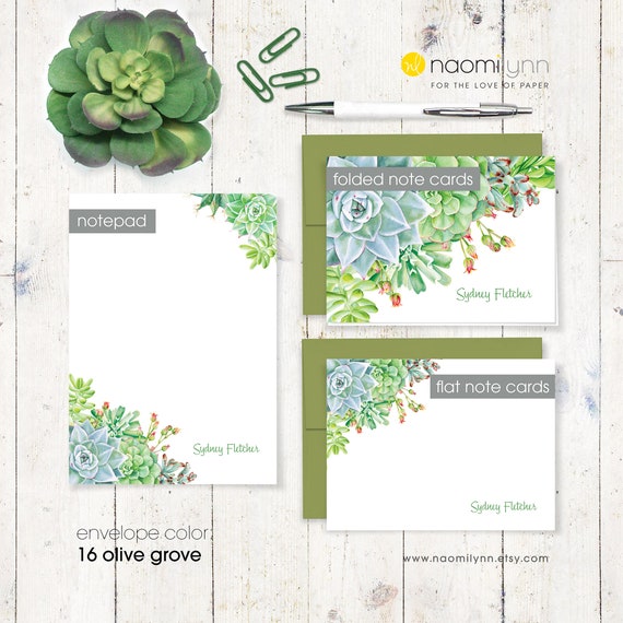 Personalized Floral Stationary with Envelopes, FLAT NOTE CARDS, Greenery  Personalized Stationery Set for Women, Personalized Note Cards with  Flowers