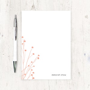 personalized notePAD - DAINTY FLOWERS - flower stationery - stationary - gift for her - choose color - 50 sheet pad