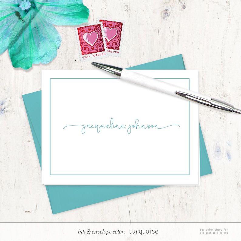 personalized stationery set PERFECTLY CHARMING girl stationary folded note cards set of 8 image 4