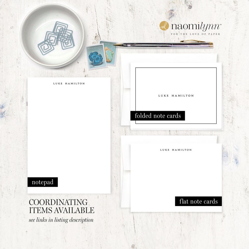 Personalized Note Card Set - PERFECTLY SIMPLE on WHITE - Business ...