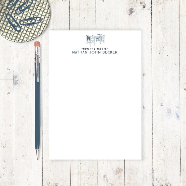 personalized notePAD- FROM the DESK of VINTAGE - stationery - stationary - mens notepad - letter writing paper - 50 sheet pad