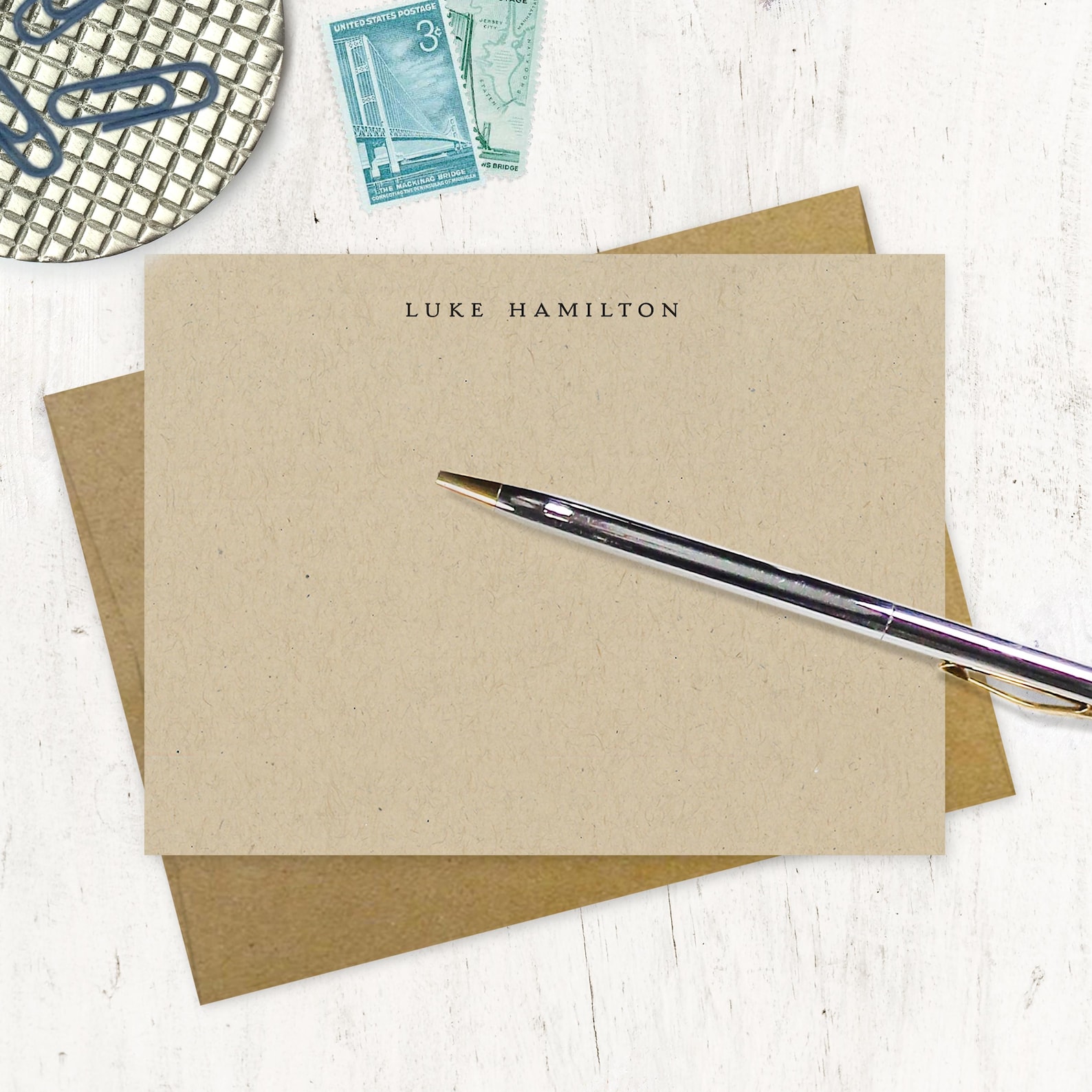 Personalized Note Card Set - PERFECTLY SIMPLE on KRAFT - Men's ...