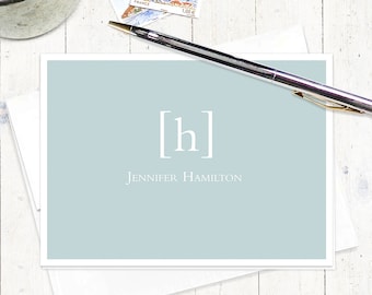 personalized note cards stationery set - SIMPLY CLASSIC MONOGRAM - set of 8 folded note cards - stationary - monogrammed