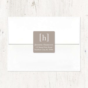 personalized return address LABEL - SIMPLY CLASSIC monogram - square label - monogrammed - free shipping to U.S. - set of 48 labels