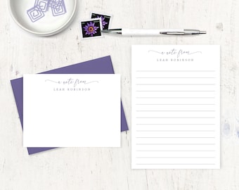 mini stationery bundle - CLASSY a NOTE FROM - modern stationary classic social stationery lined paper - flat note cards and notepad