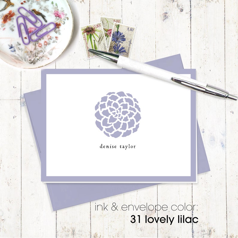personalized stationery set womens stationary DARLING FLOWER ORNAMENT gift for her set of 8 folded cards