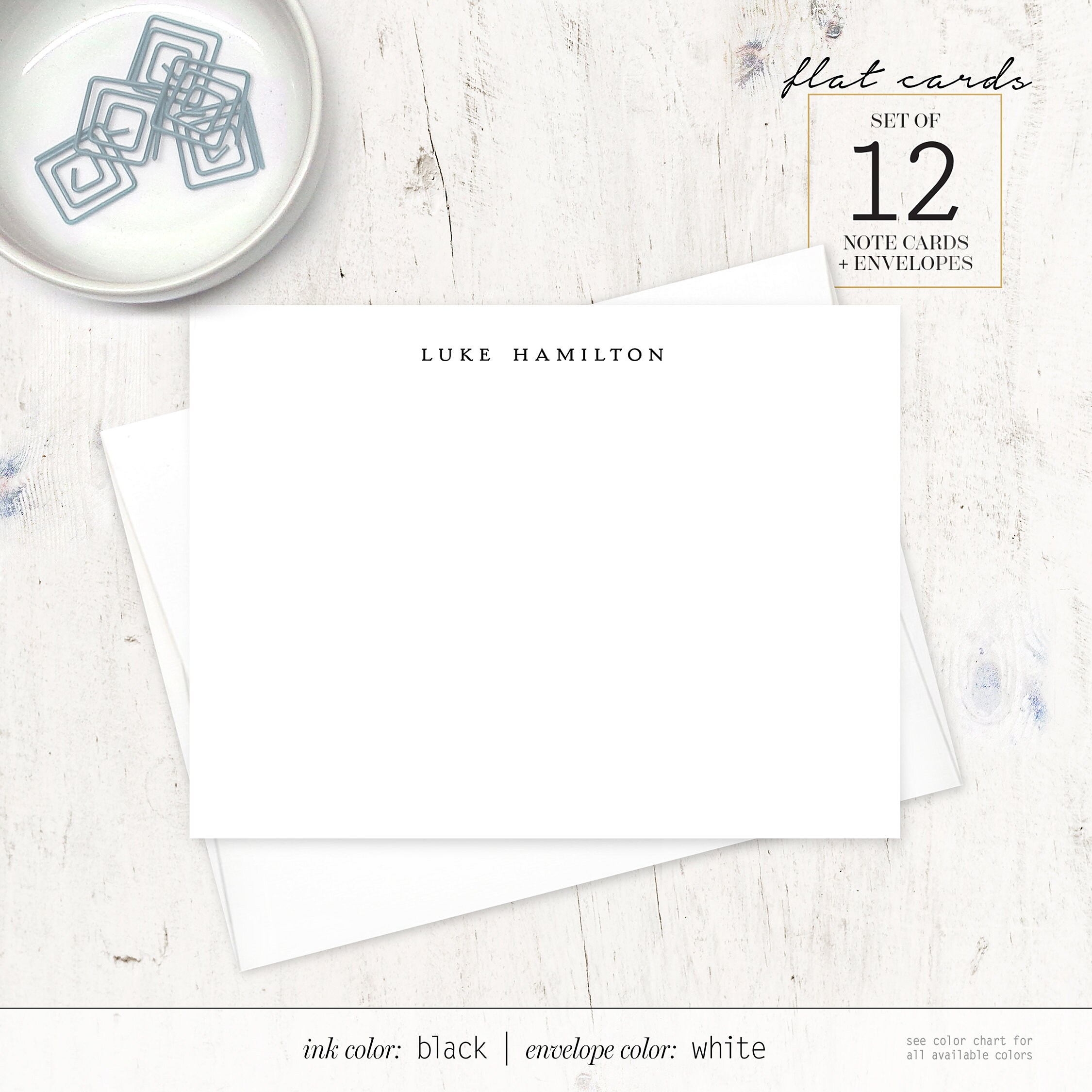 Personalized Note Card Set - PERFECTLY SIMPLE on WHITE - Business ...