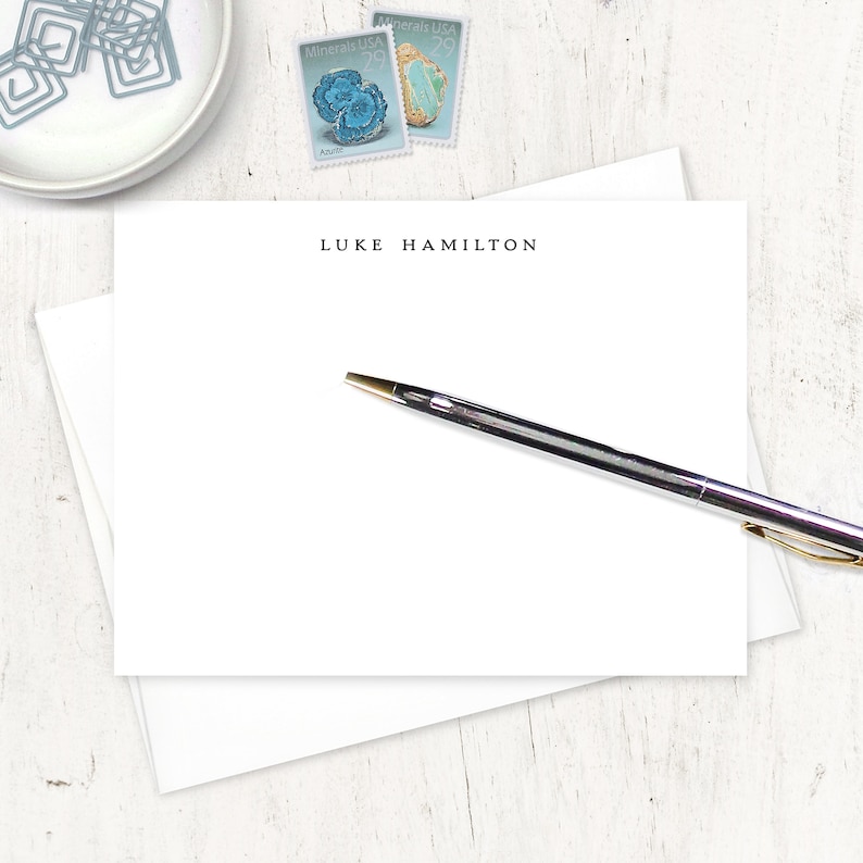 Personalized Note Card Set - PERFECTLY SIMPLE on WHITE - Business ...