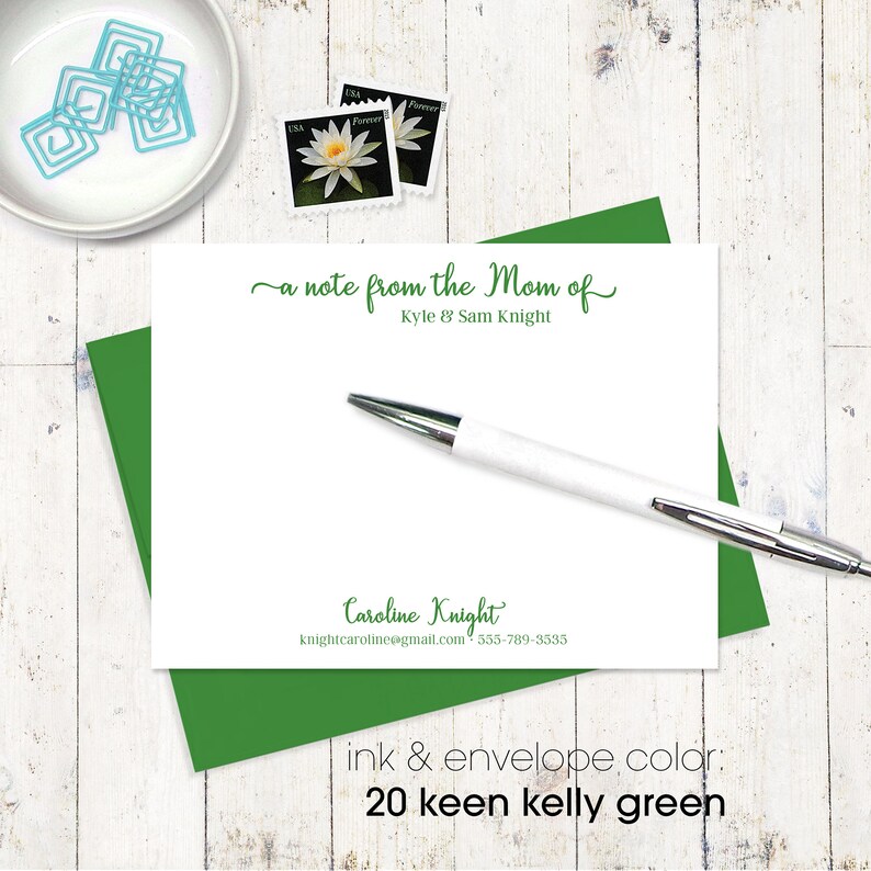 CHIC from the MOM of modern stationery note from mom personalized note card set set of 12 flat cards notes from home
