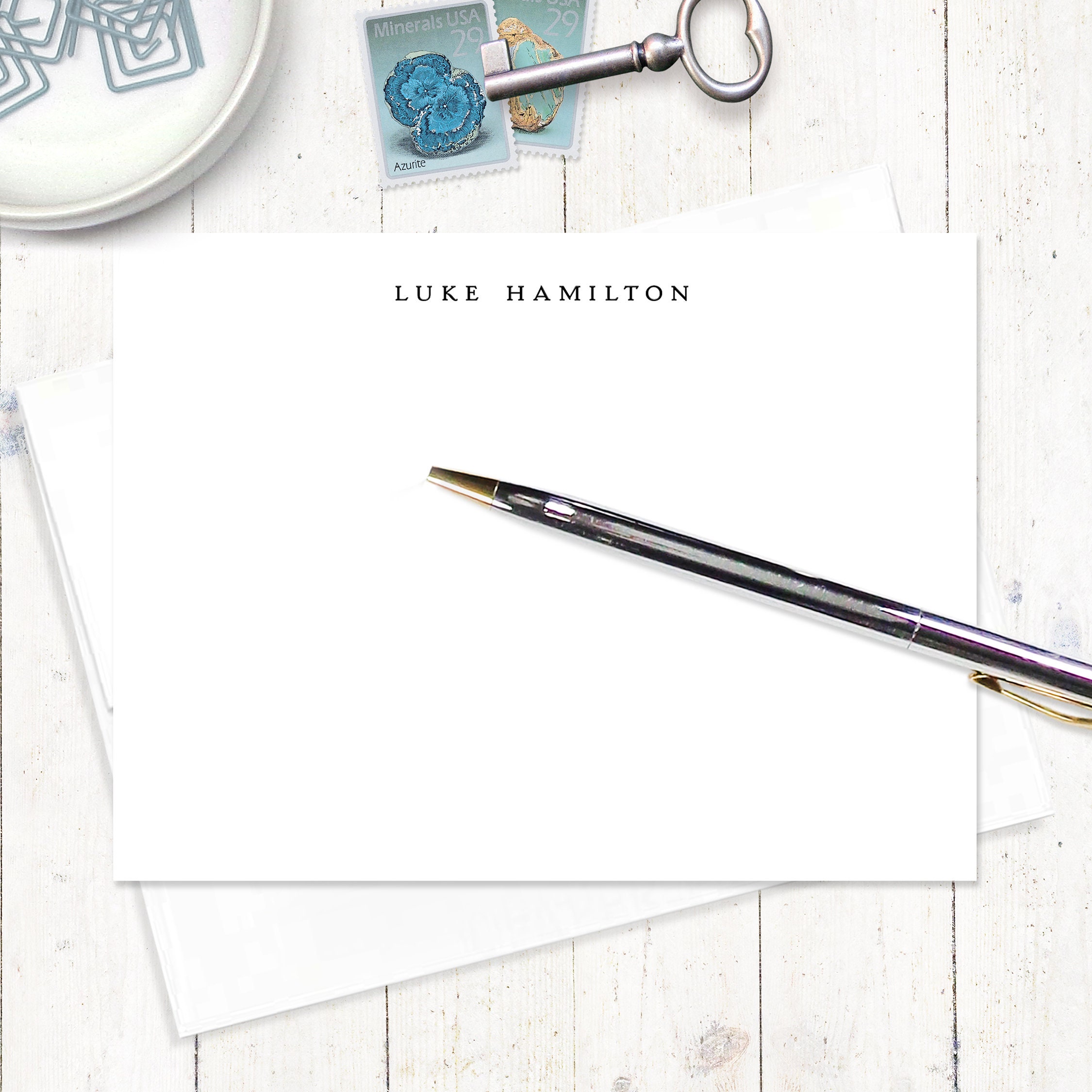 Personalized note card set PERFECTLY SIMPLE on WHITE set Etsy