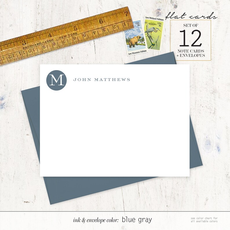 Personalized Note Card Set - CIRCLE MONOGRAM - Modern Custom Stationery ...