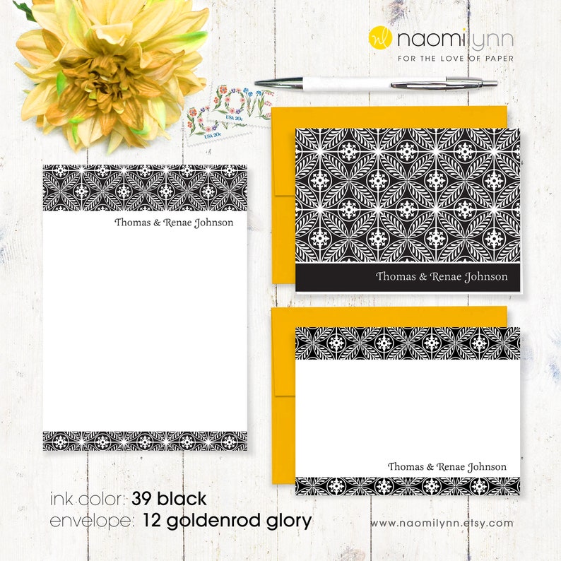 complete personalized stationery set flat cards custom gift set folded note cards notepad elegant stationary REGAL RENAE