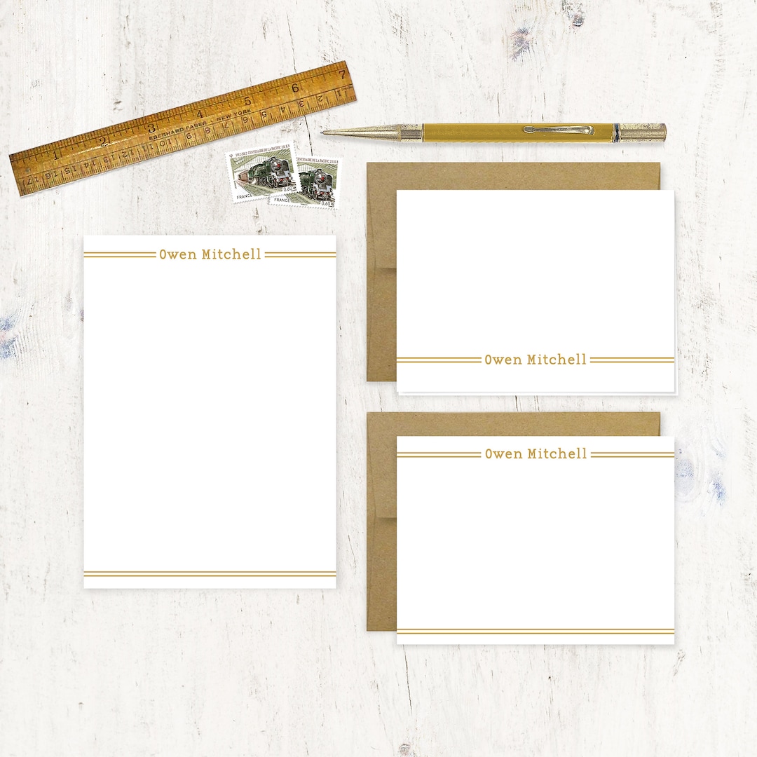 Complete Personalized Stationery Set - DOUBLE LINES - Personalized ...