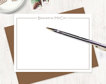 personalized note card set - DEBONAIR TYPE - modern stationery mens stationary simple classic masculine business - flat note cards set of 12