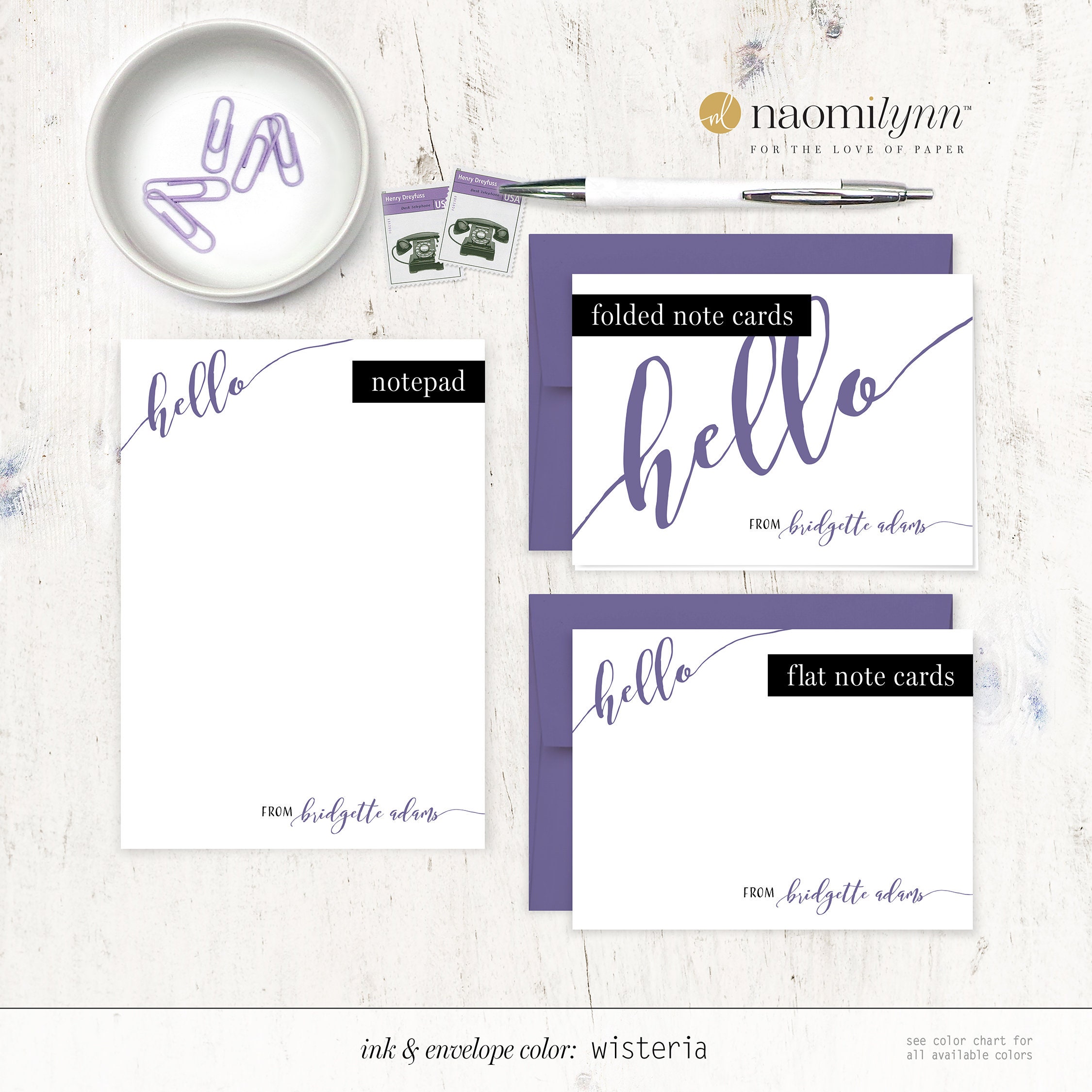 Complete Personalized Stationery Set - CALLIGRAPHY HELLO - Personalized ...